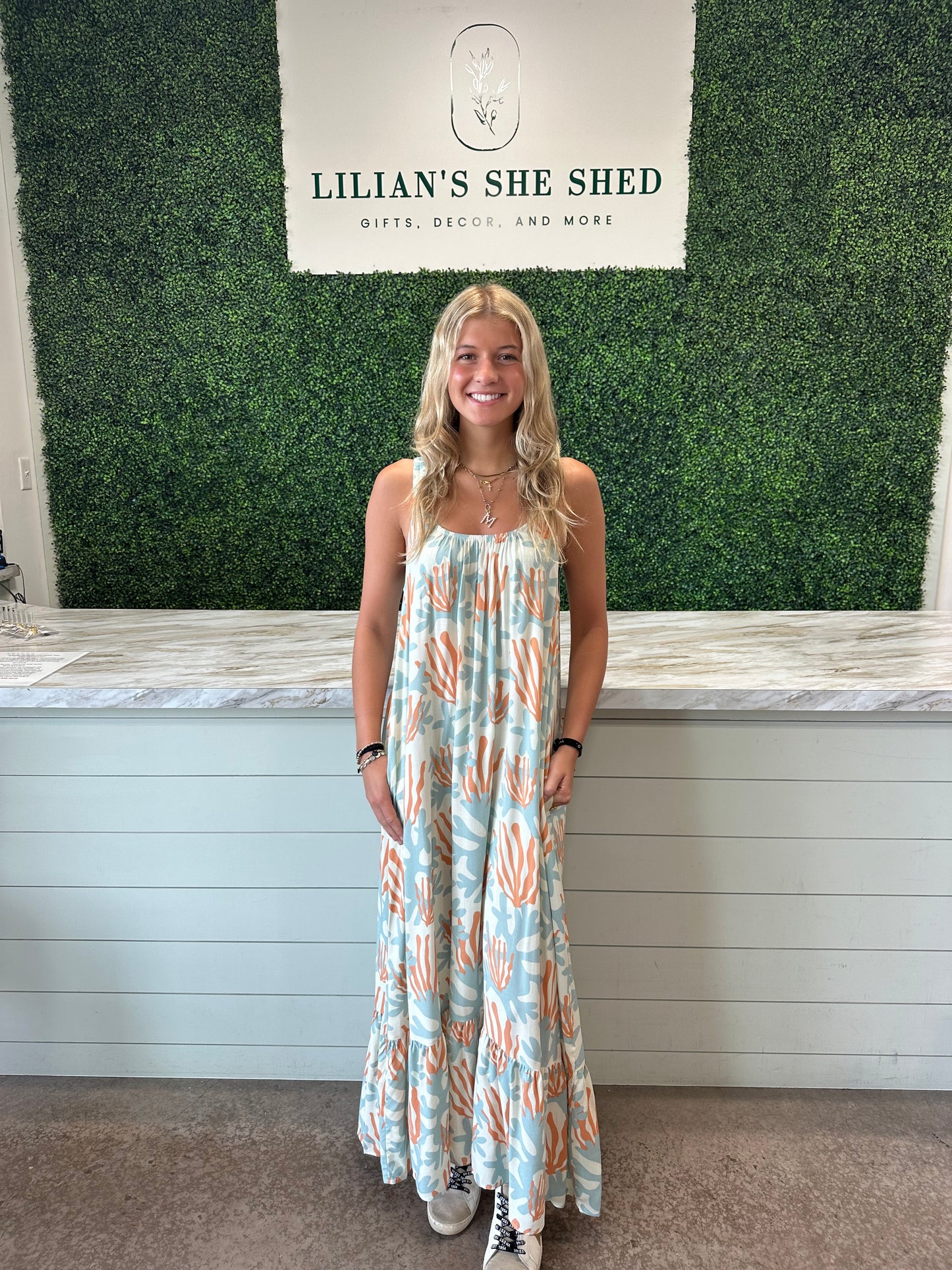 Coral Print Maxi Dress