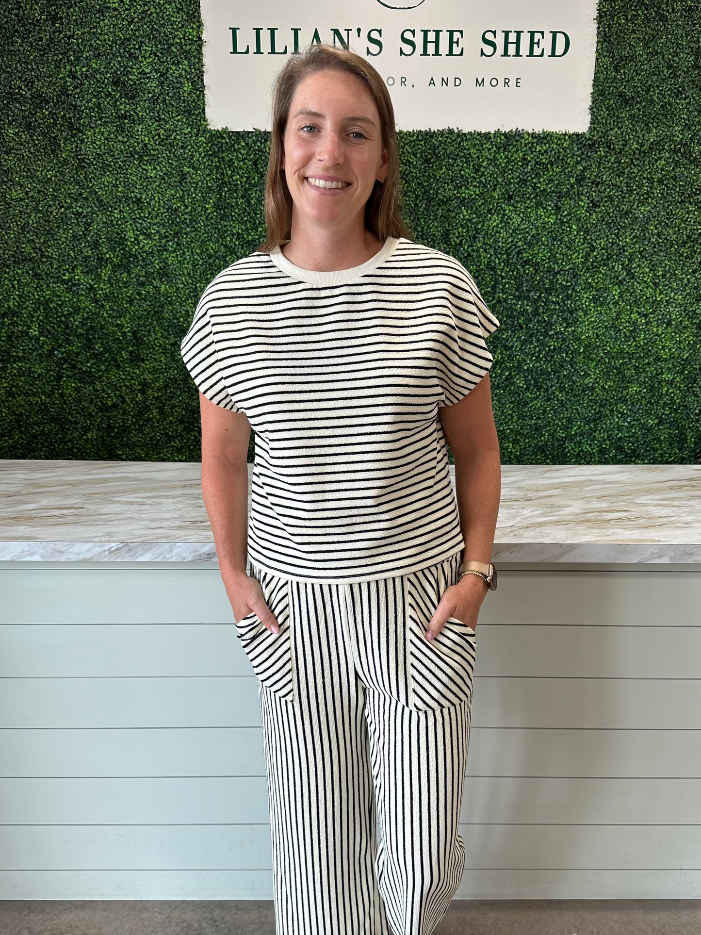 Striped Textured Knit Top