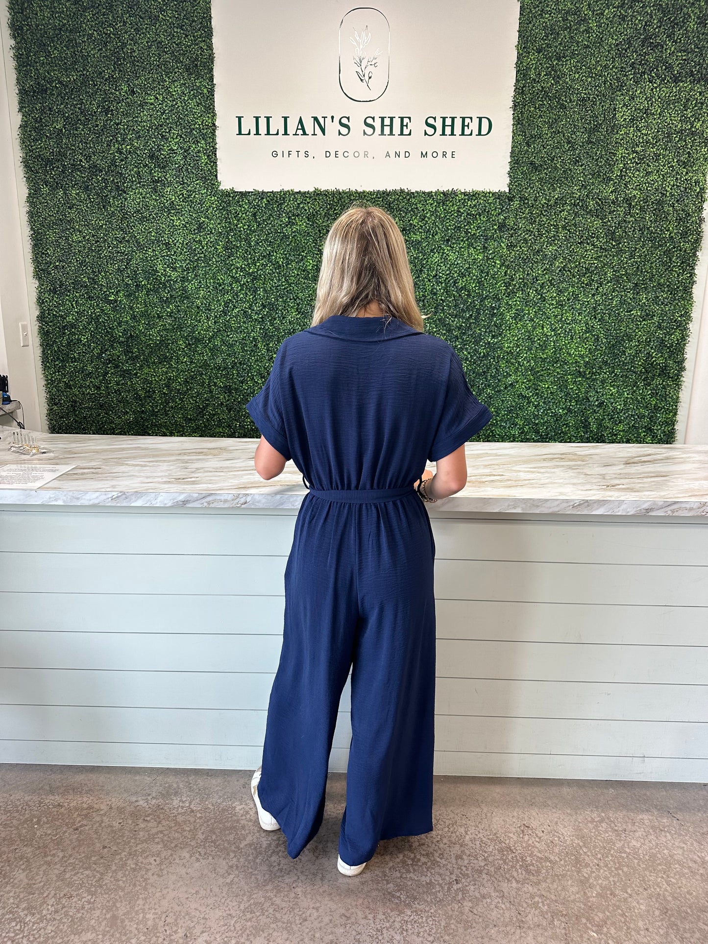 Solid Jumpsuit with Collar