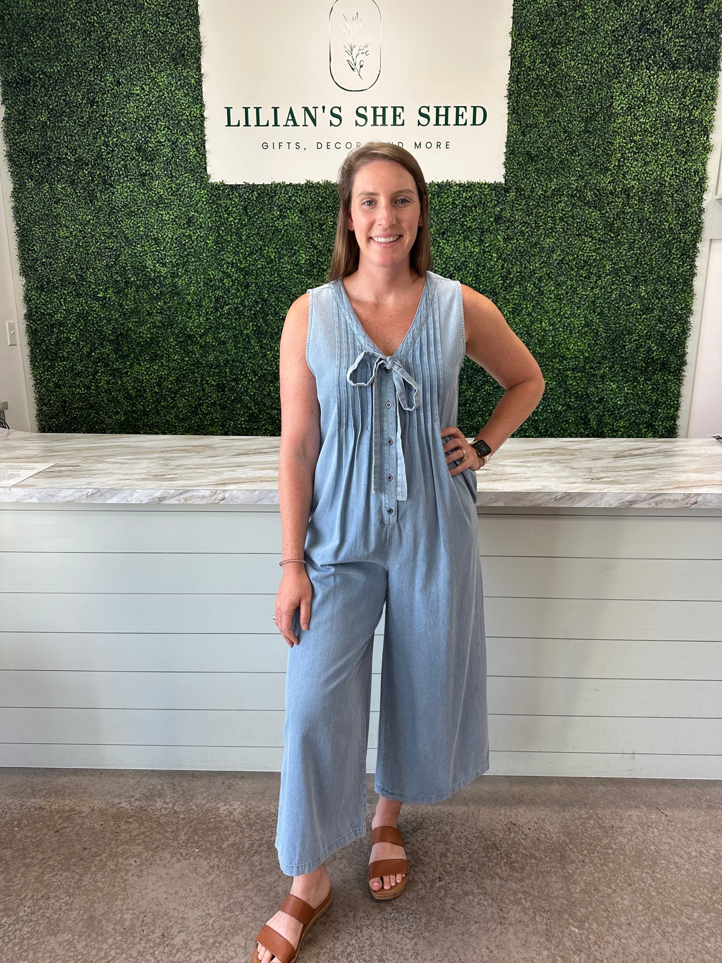 Denim Wide Leg Jumpsuit