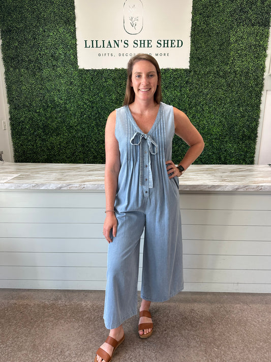Denim Wide Leg Jumpsuit