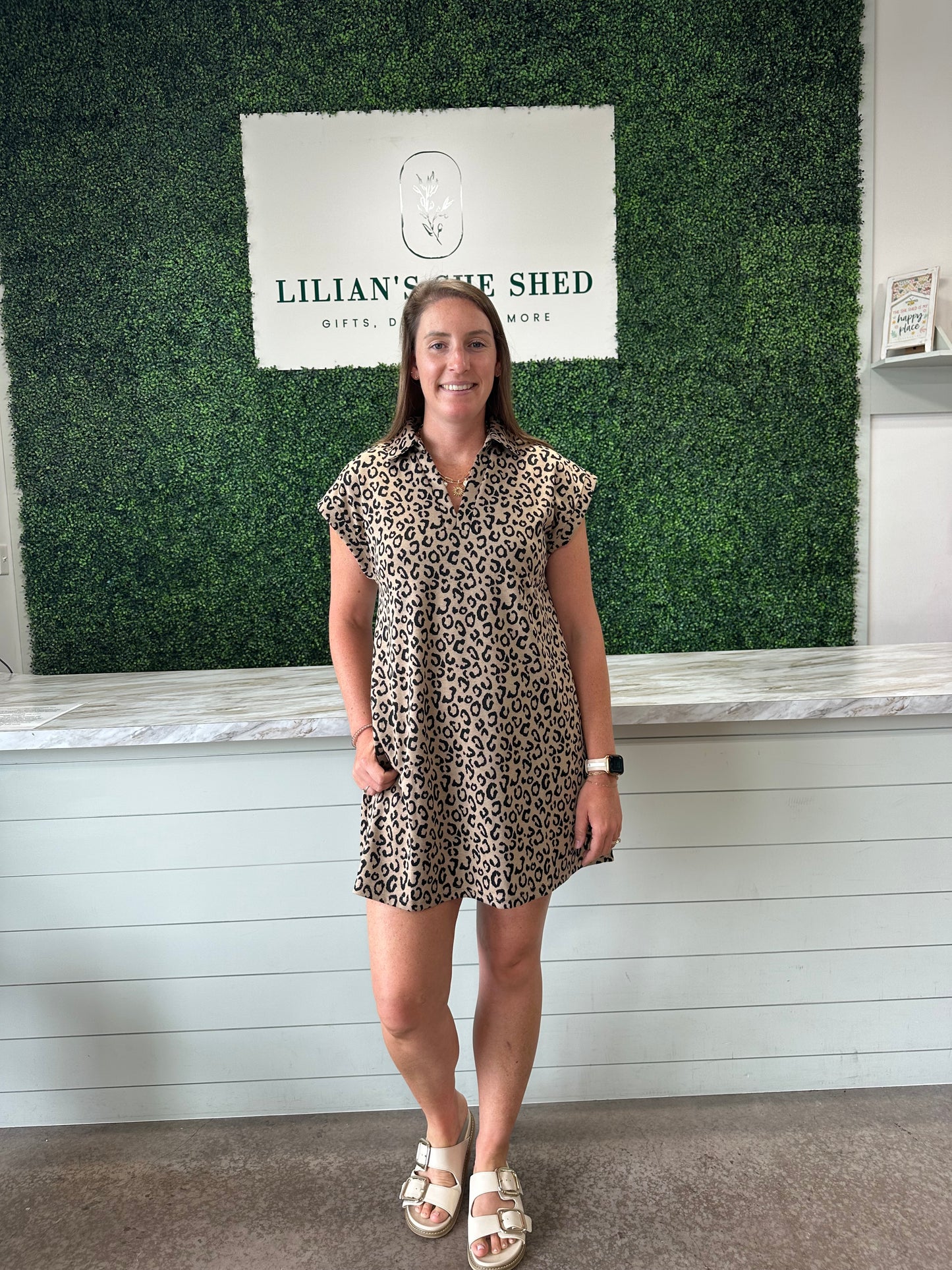 Toffee Animal Print V-Neck Dress