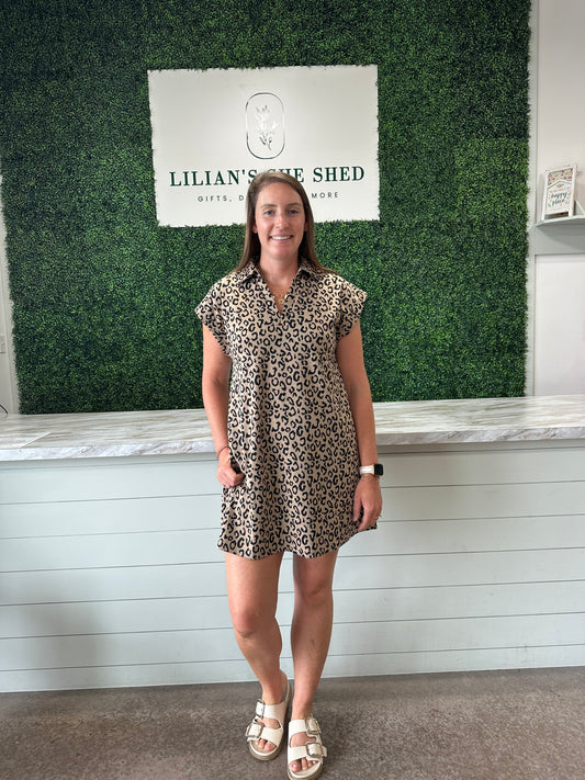 Toffee Animal Print V-Neck Dress