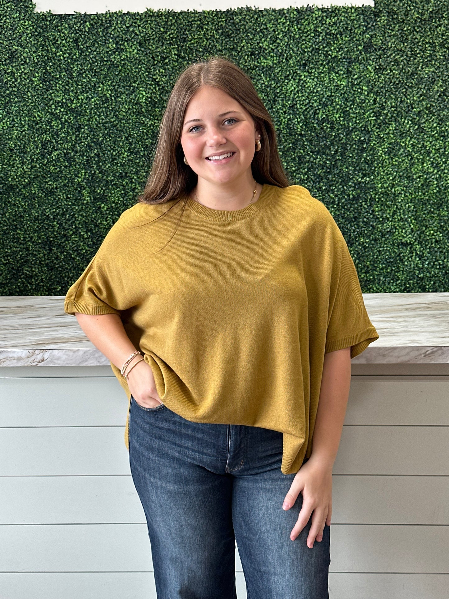 Solid Knit U-Neck Top