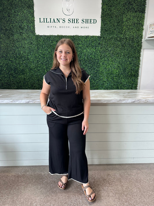 Loungewear Set with Knit Detail