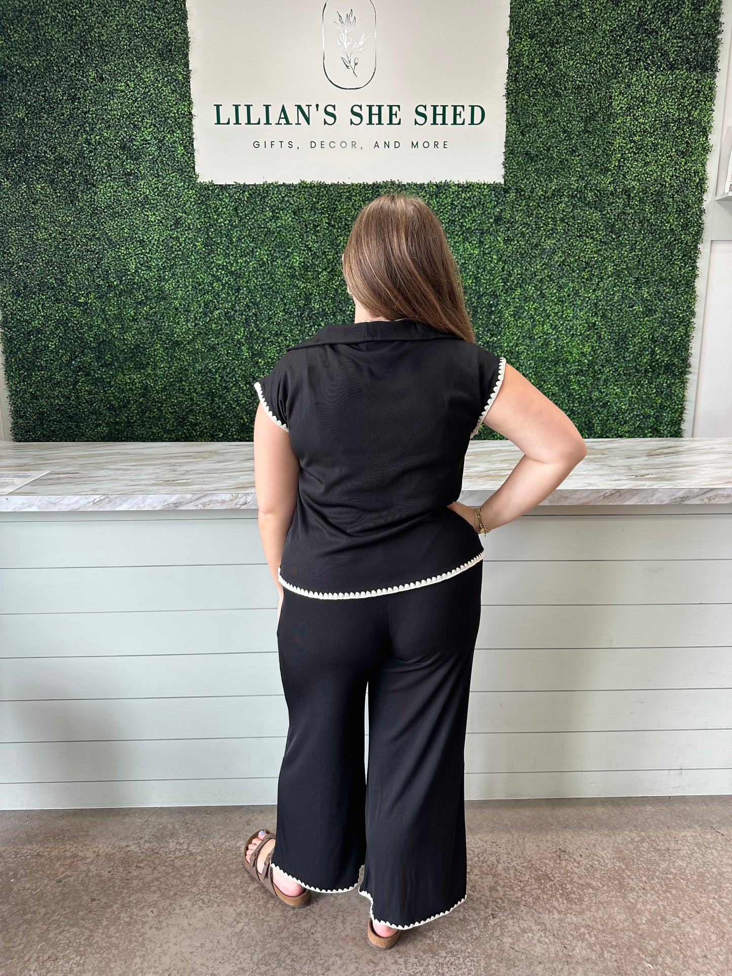 Loungewear Set with Knit Detail