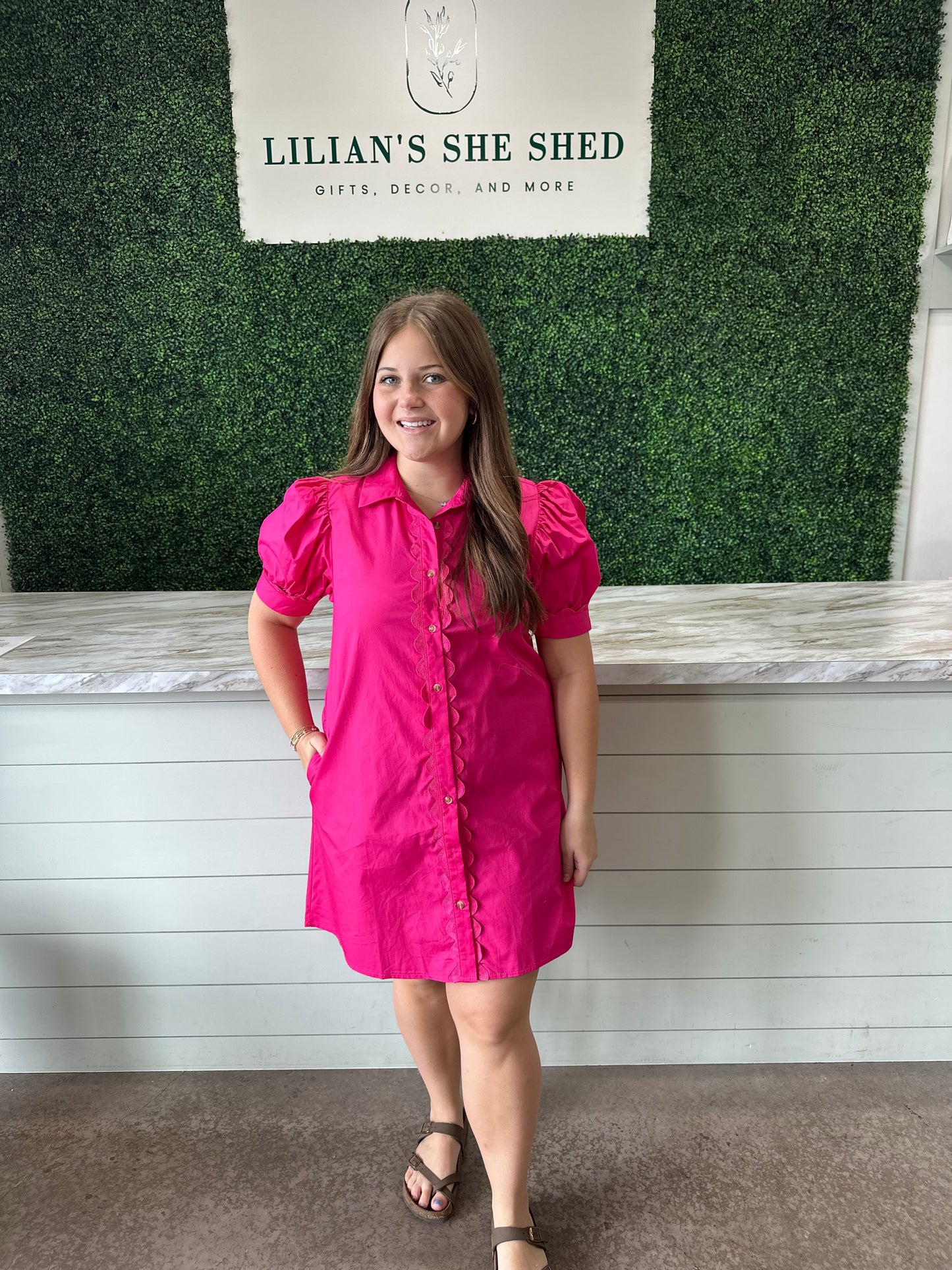 Solid Mini Dress with RicRac Trim