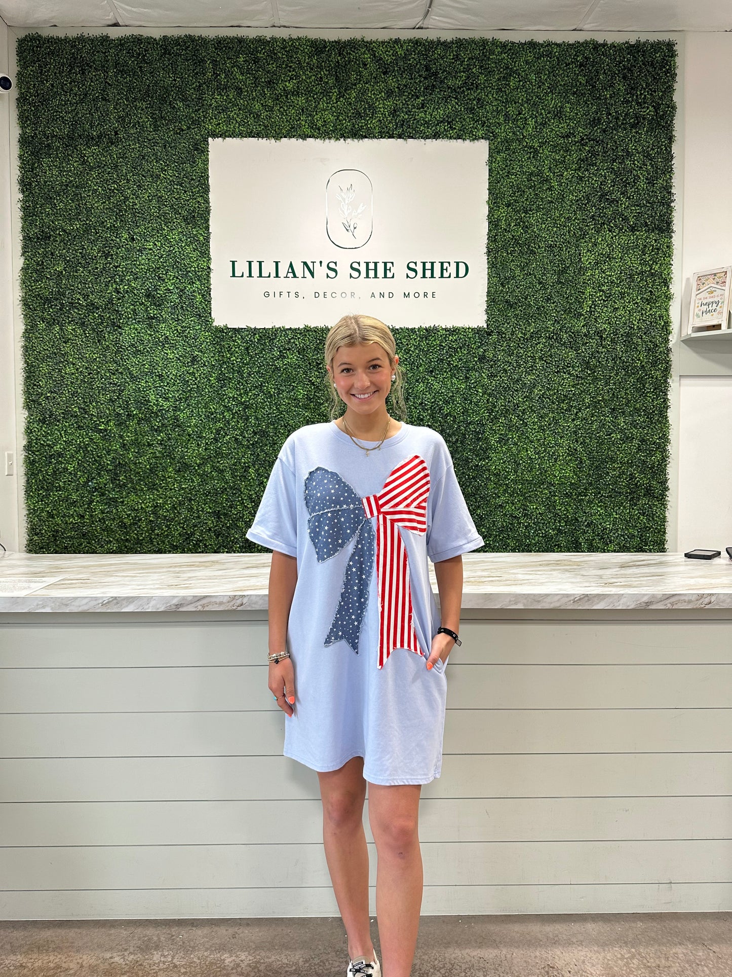 American Flag Bow Mini Dress