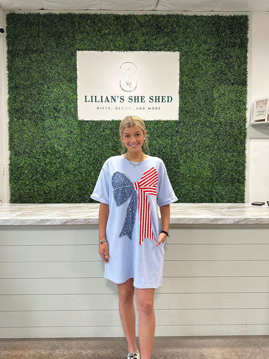 American Flag Bow Mini Dress