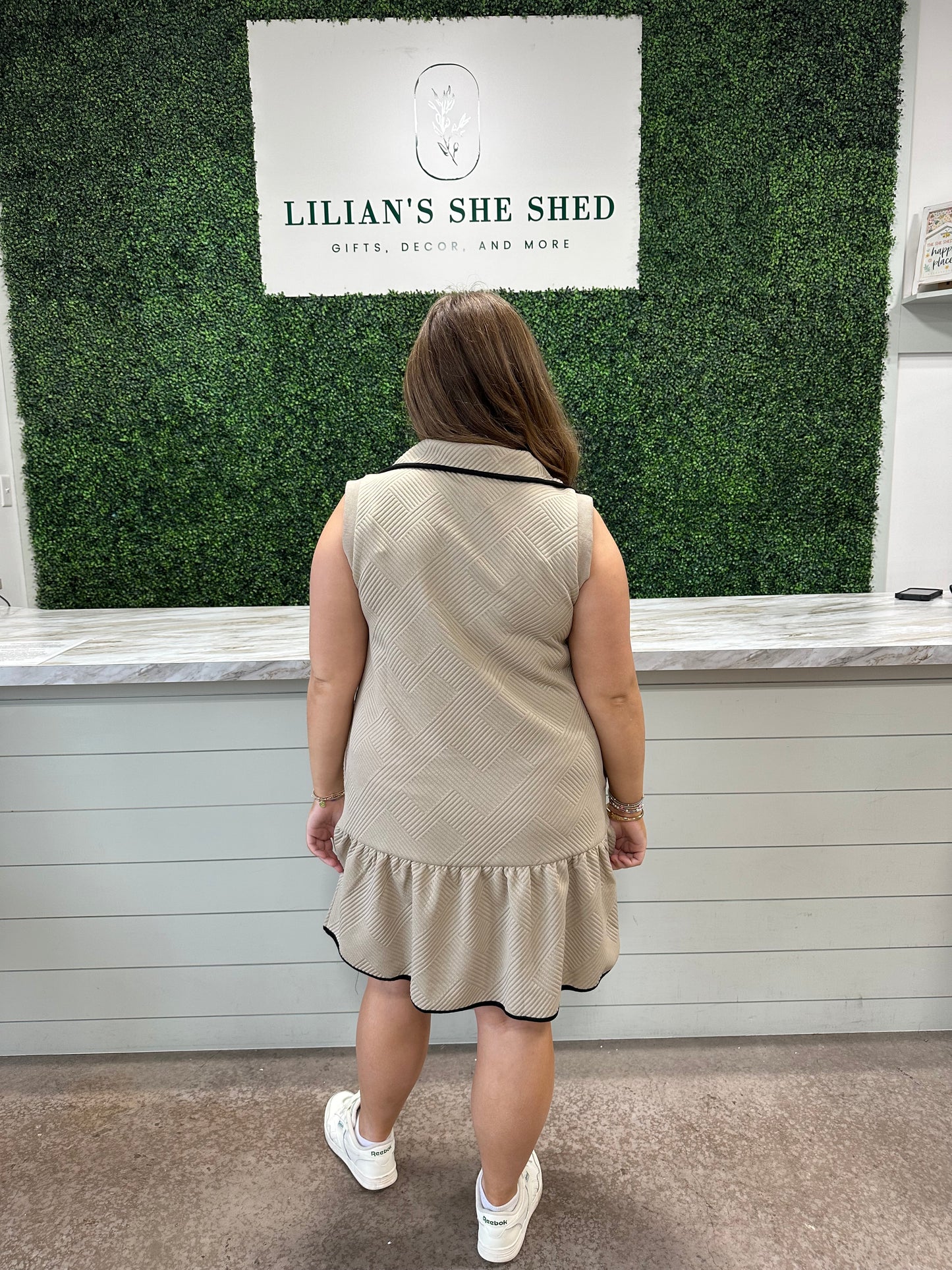 Textured Collared Zip Mini Dress