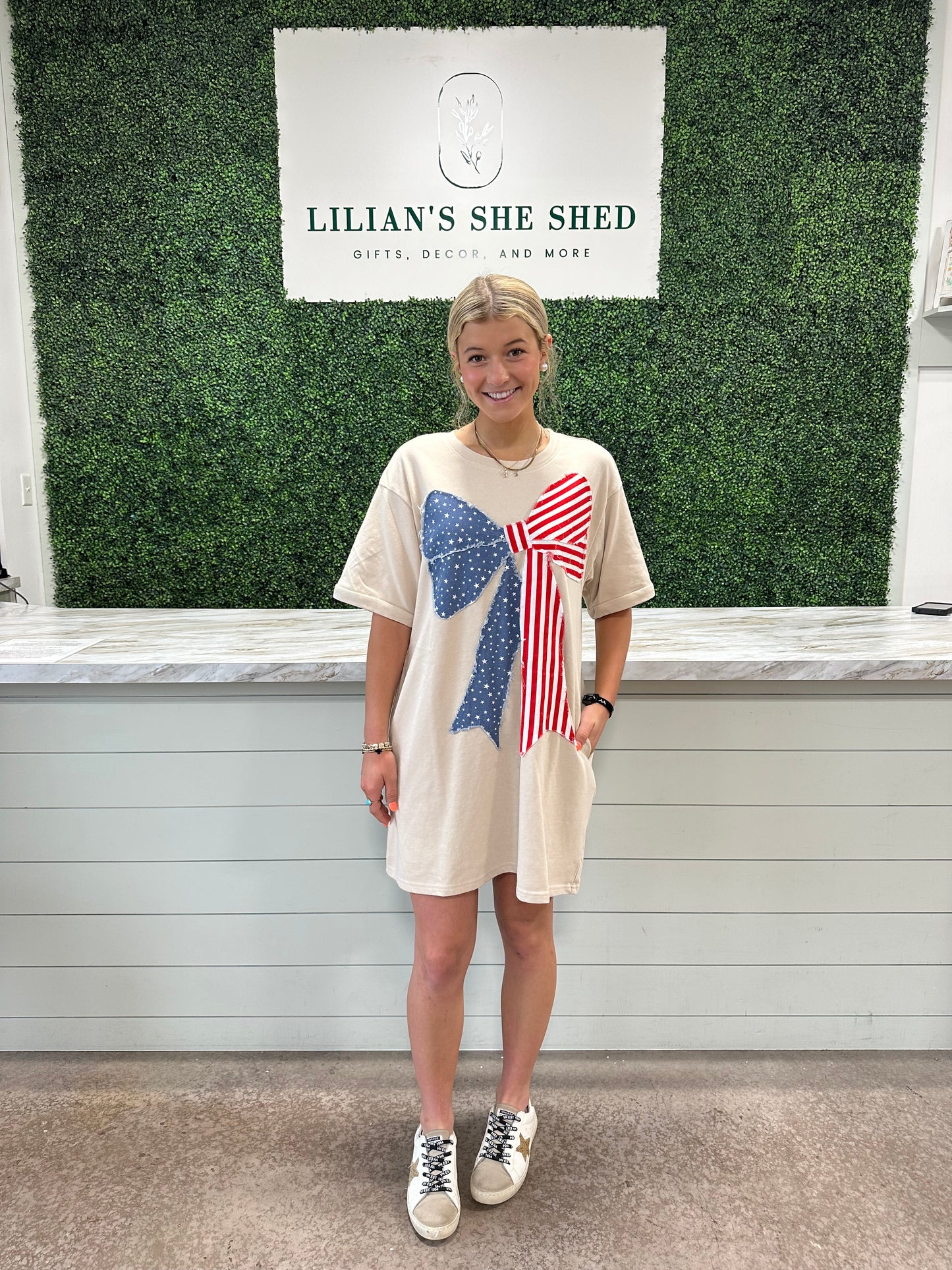 American Flag Bow Mini Dress