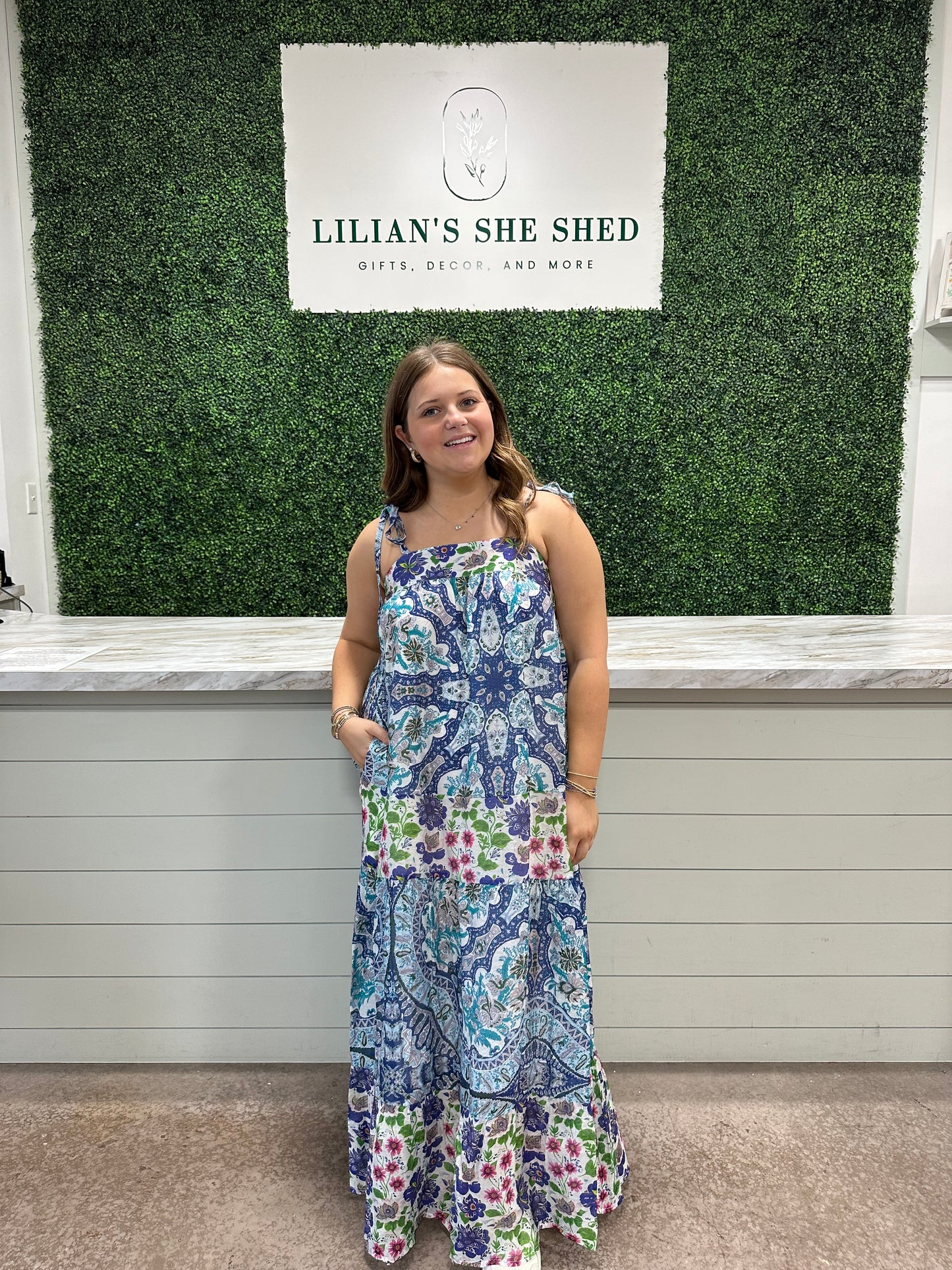 Mixed Print Midi Dress