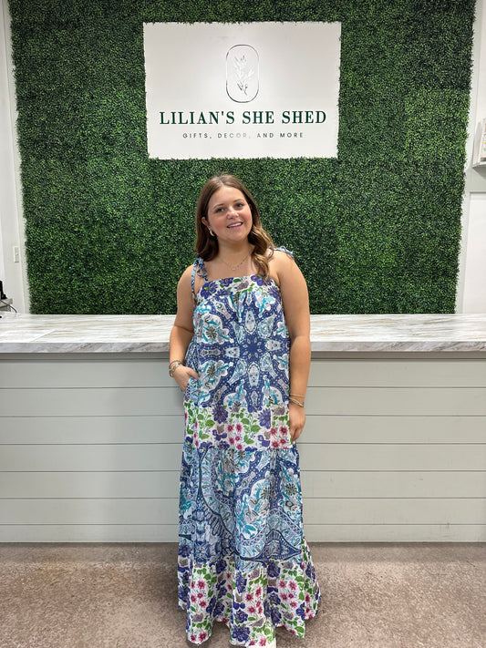 Mixed Print Midi Dress