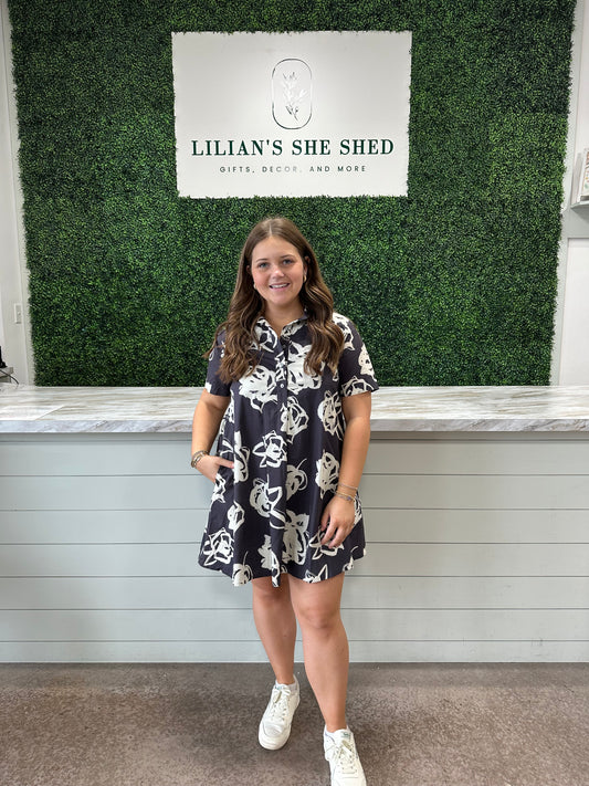 Floral Button Down Mini Dress