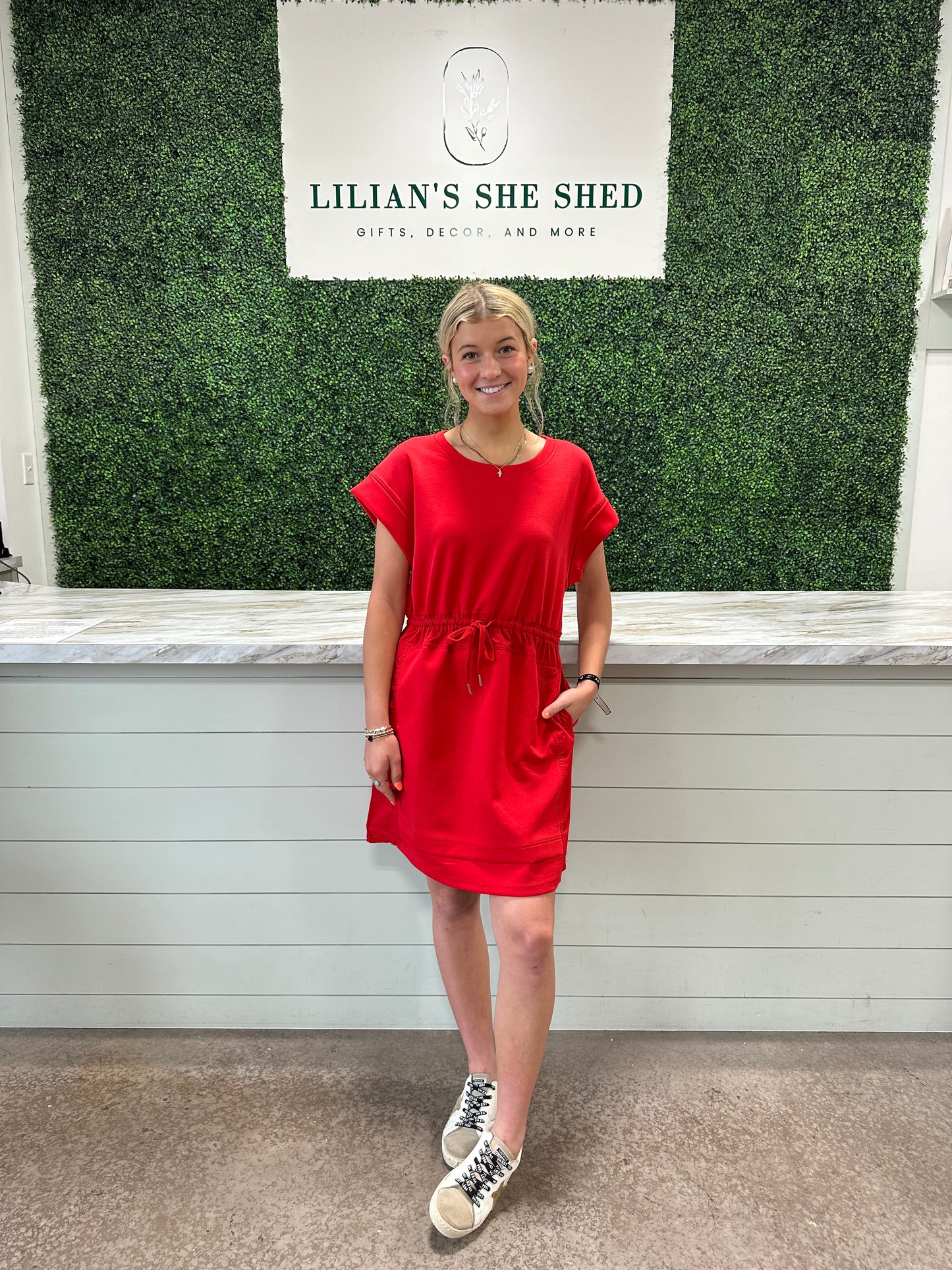 Jersey Dress Drawstring Waist