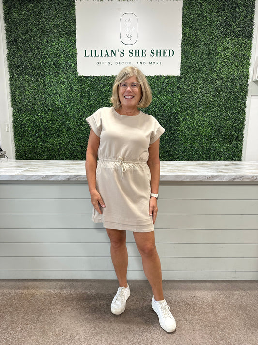 Jersey Dress Drawstring Waist