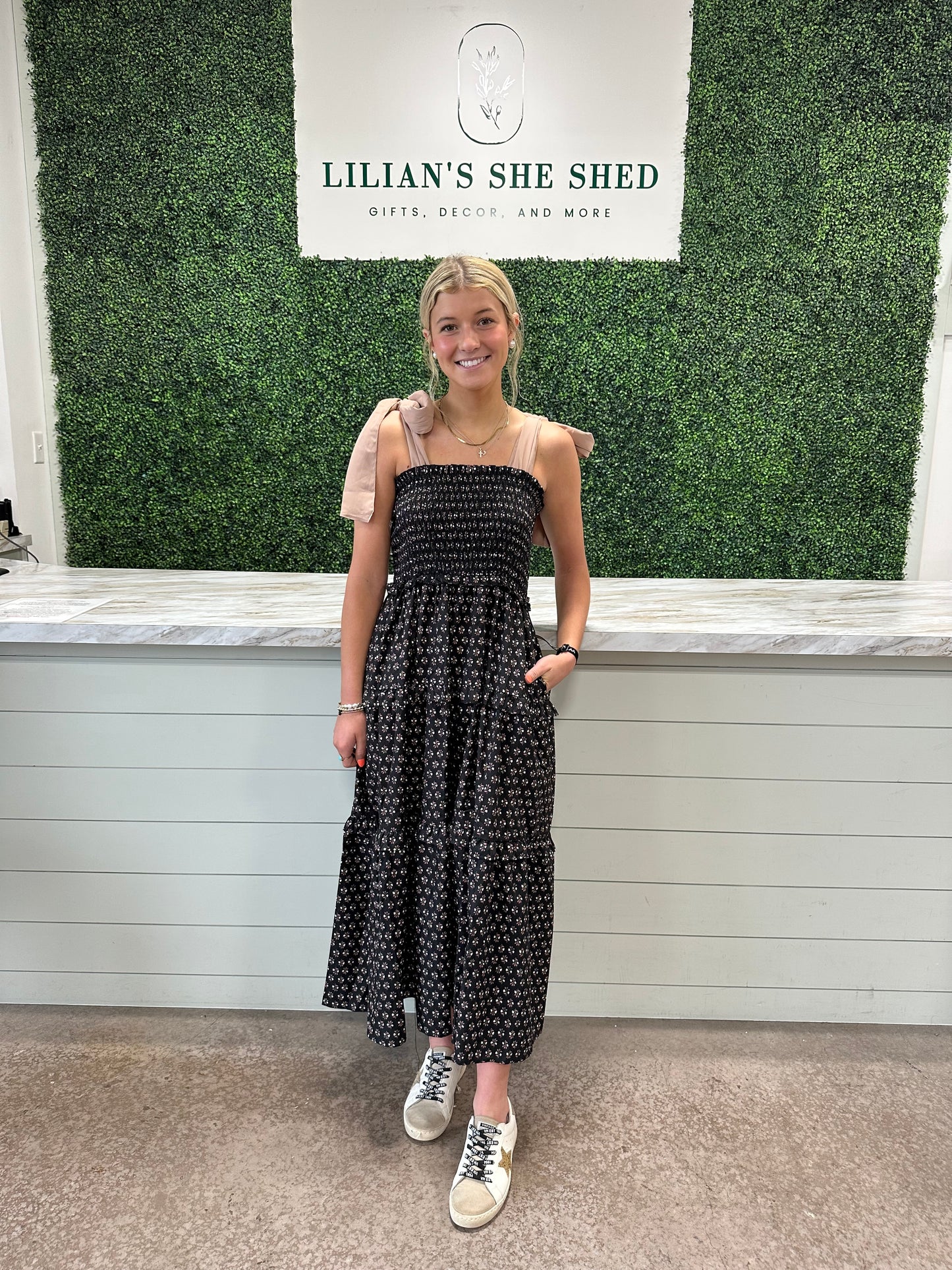 Floral Smocked Tiered Midi Dress